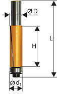 Фреза ЭНКОР кромочная прямая с подшипником (хвостовик 12 мм, внешний диаметр (D) 19 мм, раб.высота (Н) 25.4 мм)