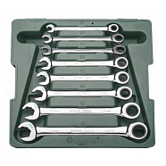 Набор комбинированных ключей с трещоточных мех-мом SATA (Metric, 8 предм, от 8 мм до 19 мм, пласт.кор)
