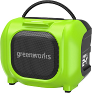 Колонка музыкальная аккумуляторная GreenWorks GPT-MNBS (24/220В, 40Вт PMPO, без АКБ и ЗУ, BT 5.0, TWS, AUX, Powerbank, USB-C)