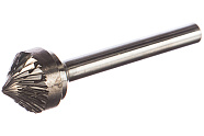 Бор-фреза по металлу ПРАКТИКА (Мах диаметр 16 мм, хвостовик 6 мм, длина 8 мм, твердосплавная, зенкер/коническая с конусностью 90 градусов)